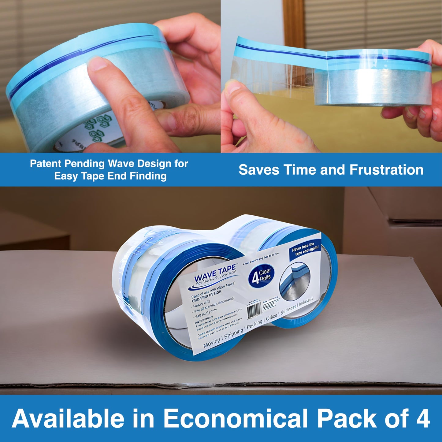 Wave Tape™ Easy End-Find Heavy Duty Clear Tape