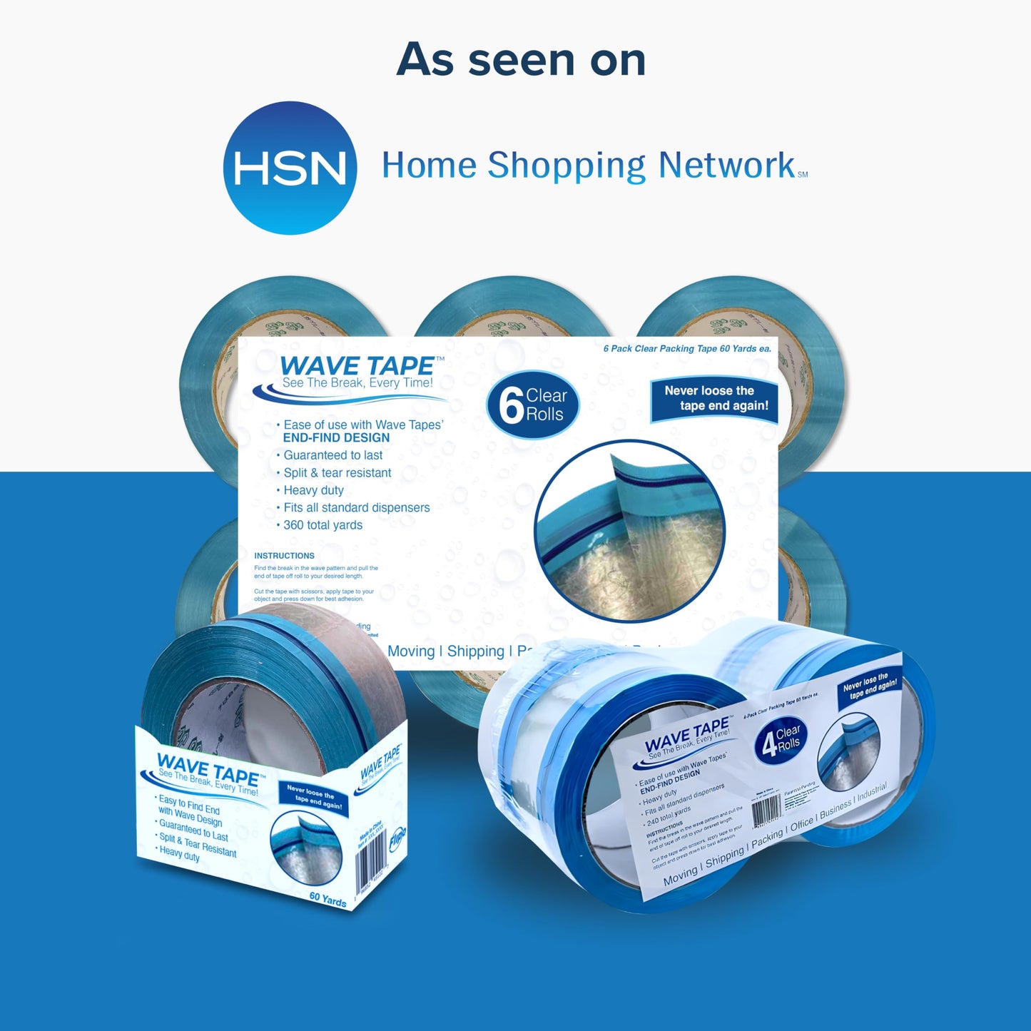 Wave Tape™ Easy End-Find Heavy Duty Clear Tape